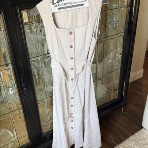Banana Republic Light Beige Button-Front Midi Dress